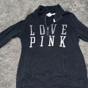 PINK- black large quarter zip